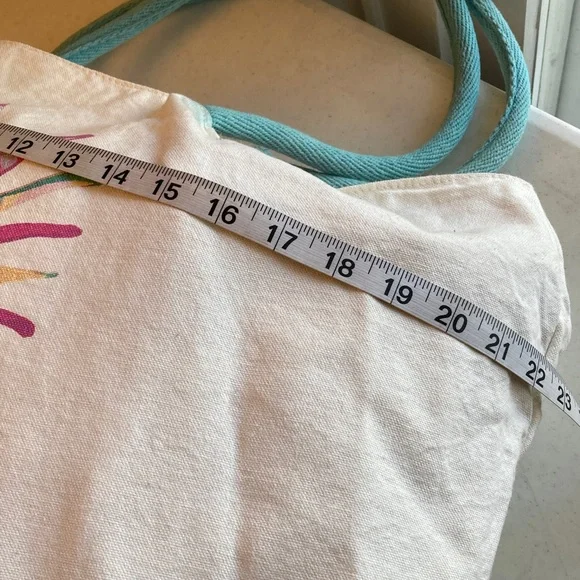 Extra Large Canvas Tote with Colorful Pineapple Print - Picture 2 of 7